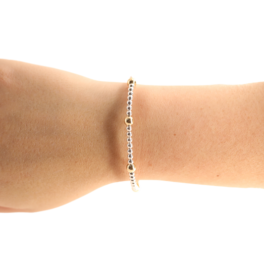 Olive Bracelet in Silver with Gold: Standard 6.75 inch