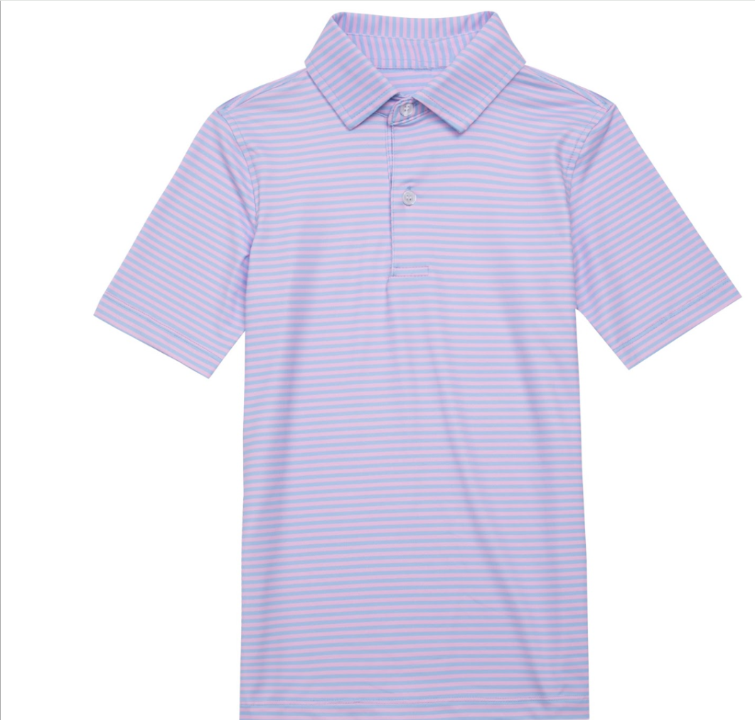 Adult Light Blue & Pink Stripe Polo