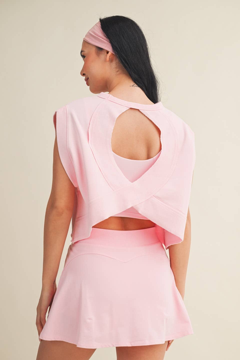 Mineral Wash Open Back Top: Pink