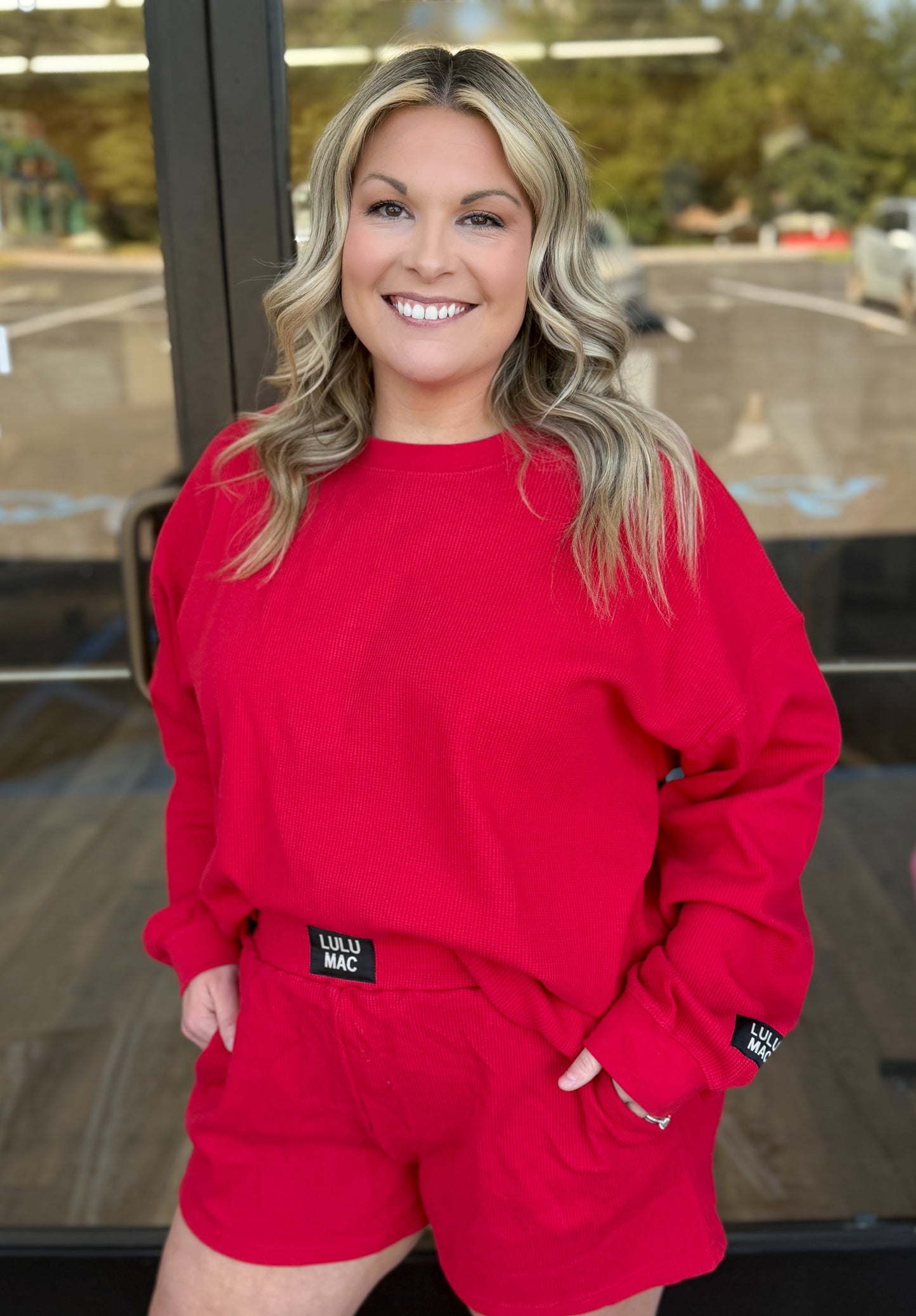 LULU MAC Waffle Top: RED