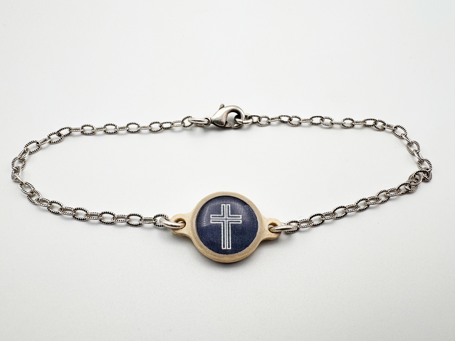 Tap To Pray™ - Survivor Series Handmade Bracelets: Sea Foam + Cross