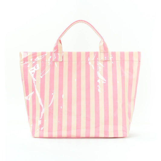 Striped Large-capacity PVC Tote Bag for Women Handbag: Pink