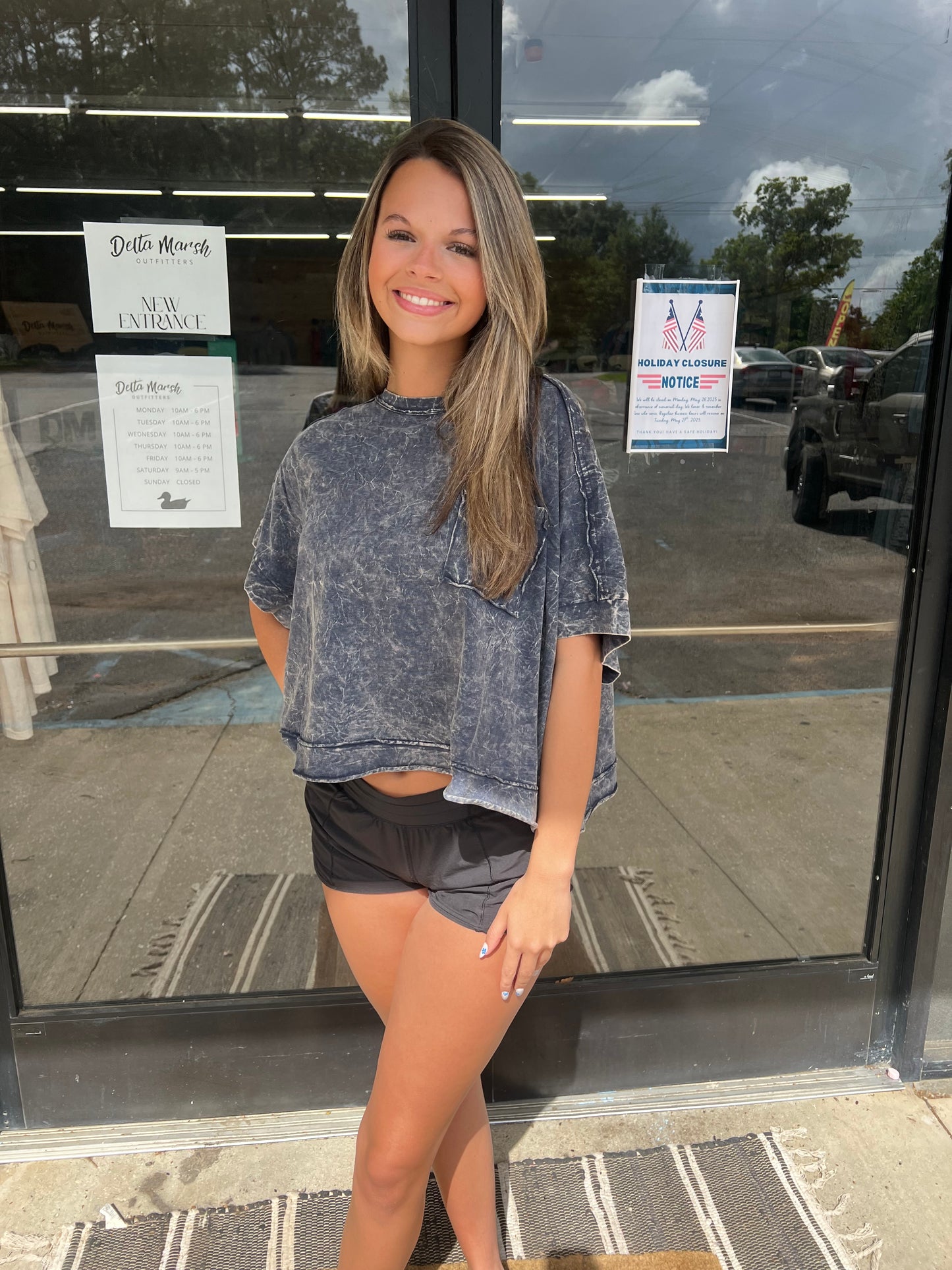 Acid Crinkle-Washed Oversized Crop Box Tee - berry black - CTW-3389A5