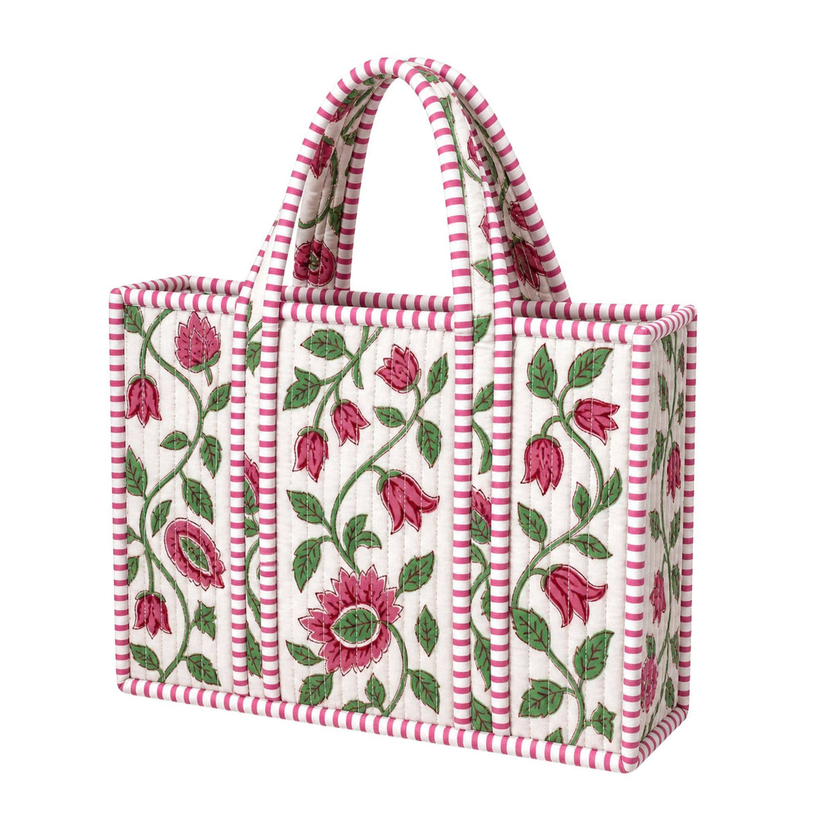 Pink Floral Quilted Bag Print: Large