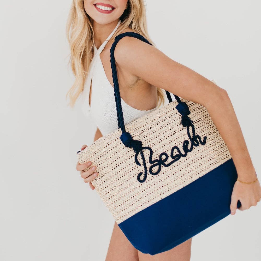 Beach Bum Raffia Tote Bag: Orange