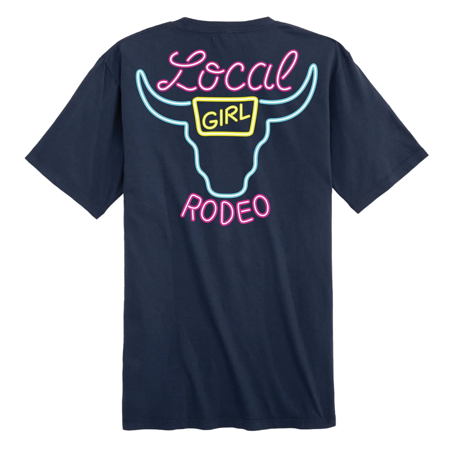 Local girl Neon Banquet SS Tee- navy blue