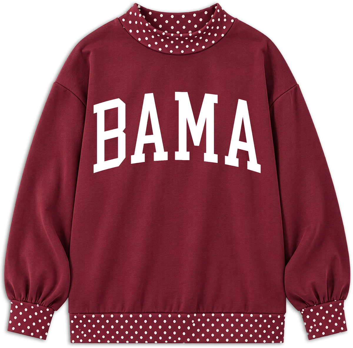 Bama Polka Dot Colorblock Mock Neck Oversized Sweatshirt