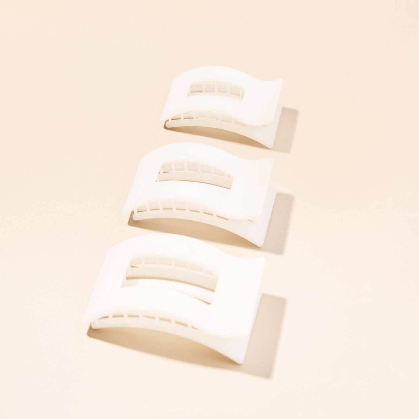 TELETIE Flat Rectangle Hair Clip | Medium | Coconut White