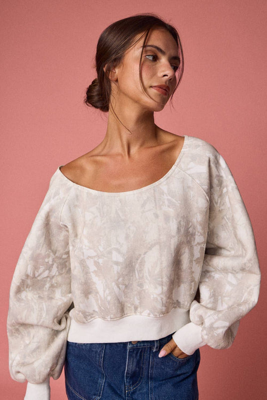 PT50994 - NATURE CAMO OFF-SHOULDER LS TOP: CAMO