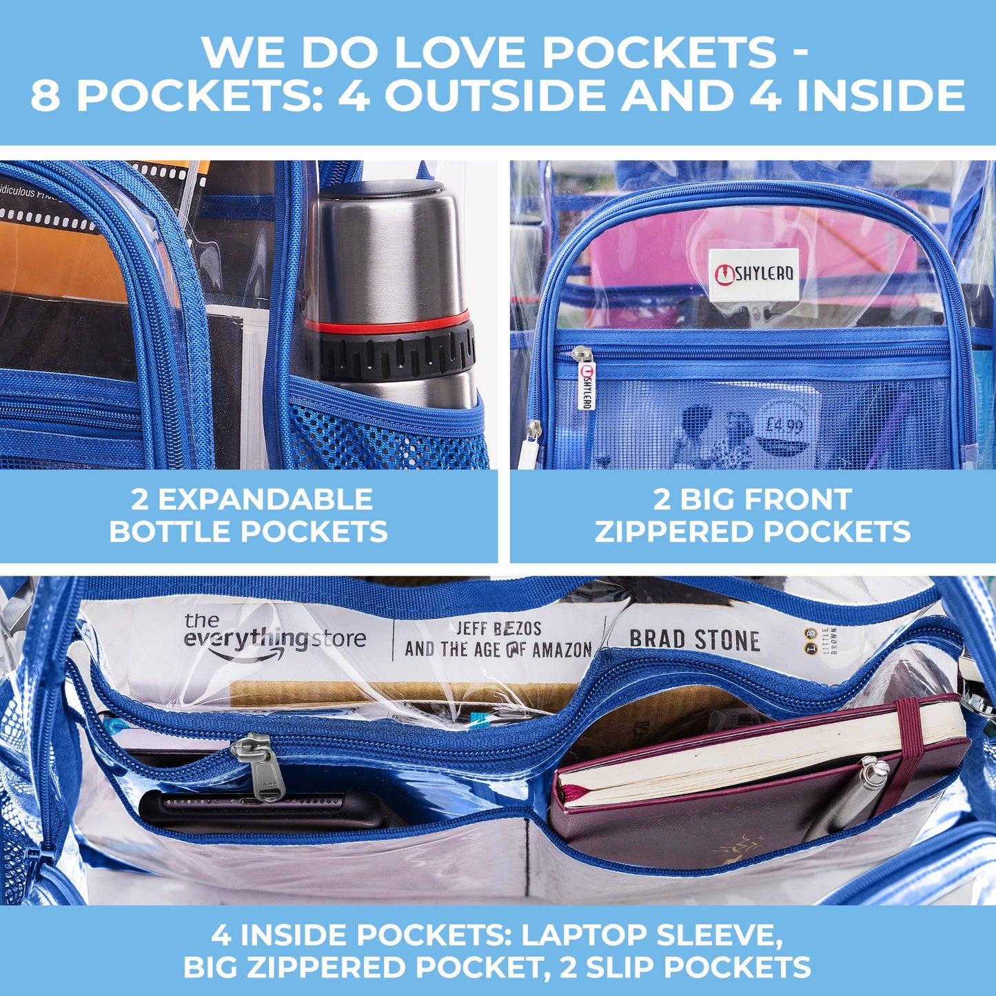 Clear Backpack For School XL | Top YKK® Zip | Blue Rhino: Blue Rhino