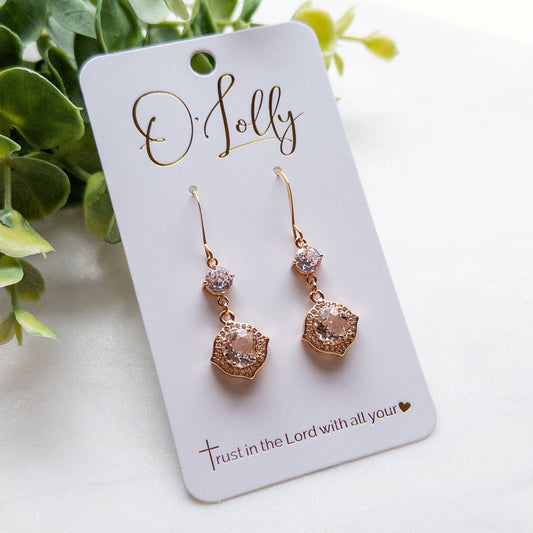 Gold Cubic Zirconia Dangle Earrings