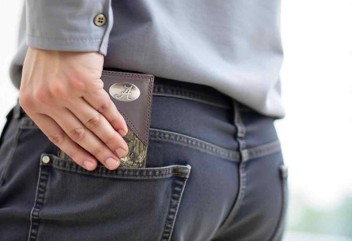 Alabama Crimson Tide Mossy Oak Wallets.: Slim Front Pocket