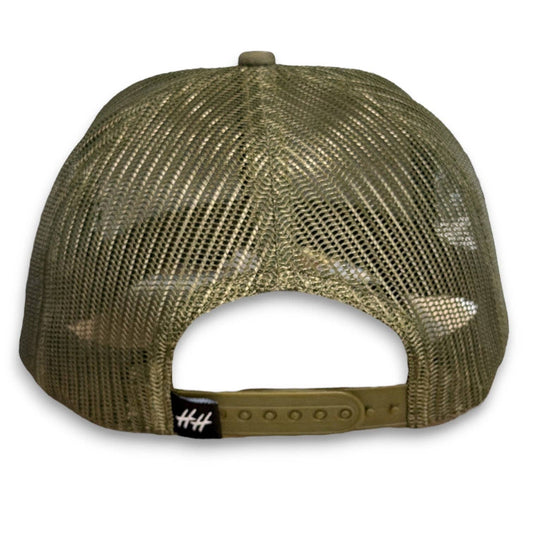 Youth Rope Trucker Hat- Leather Roots - Fish Camo