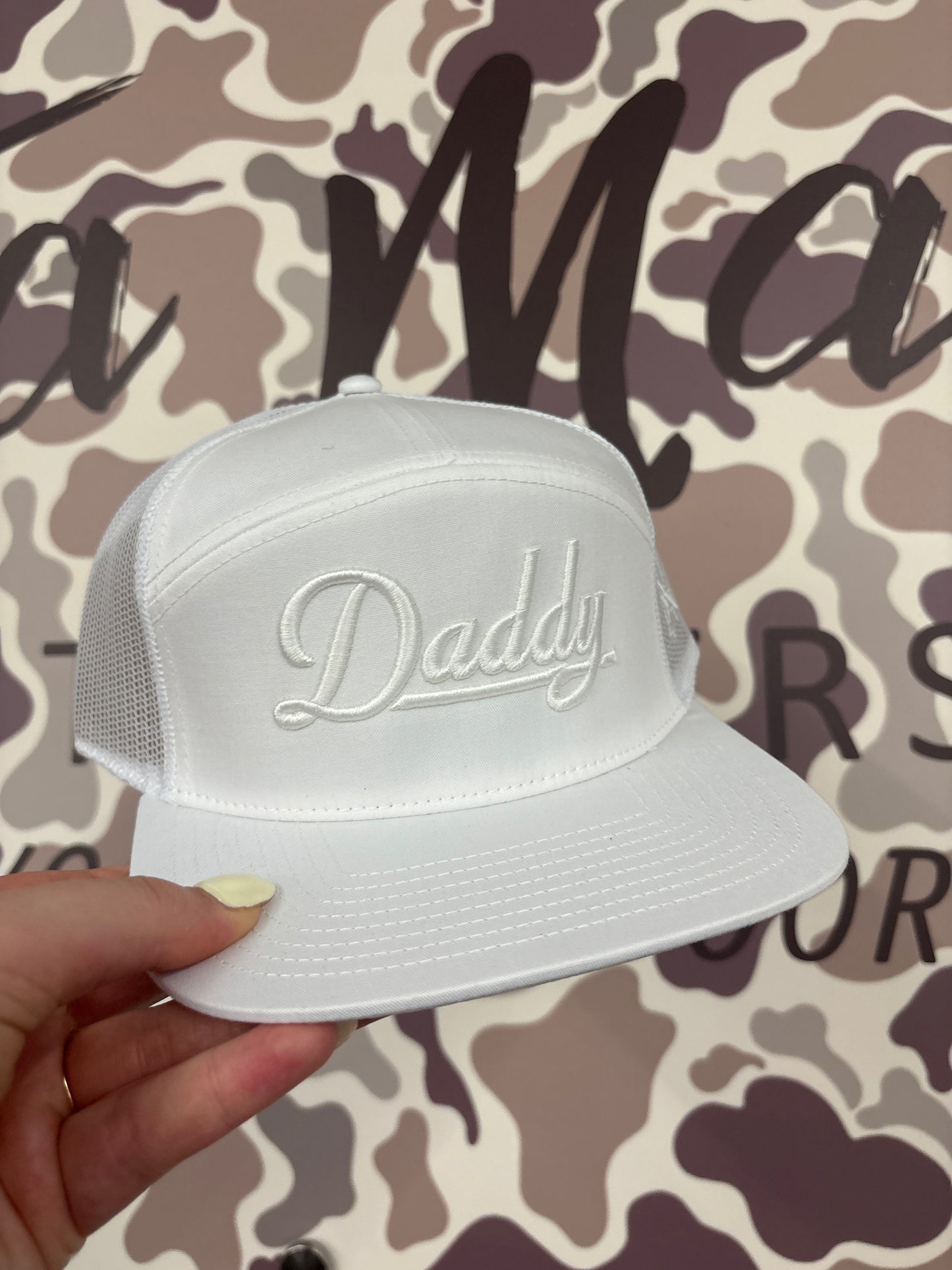 Daddy Trucker Hat 7 Panel -White