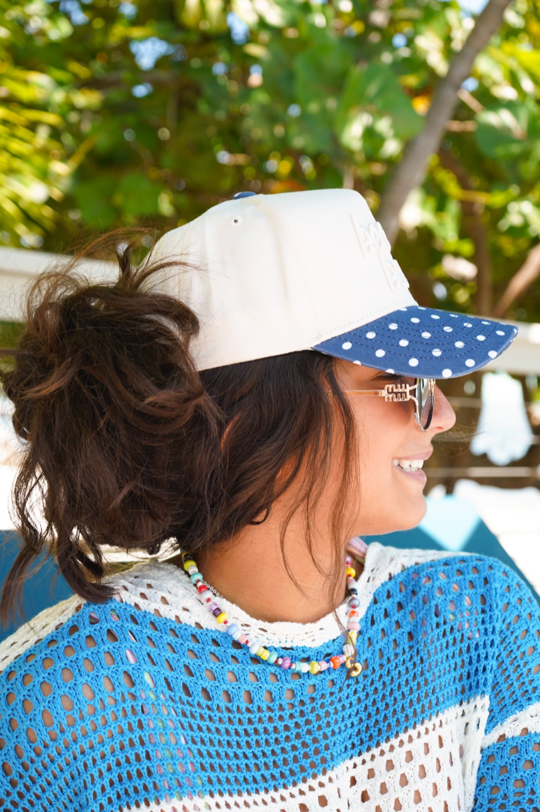 Beach Bum - Navy Polka Dot Hat