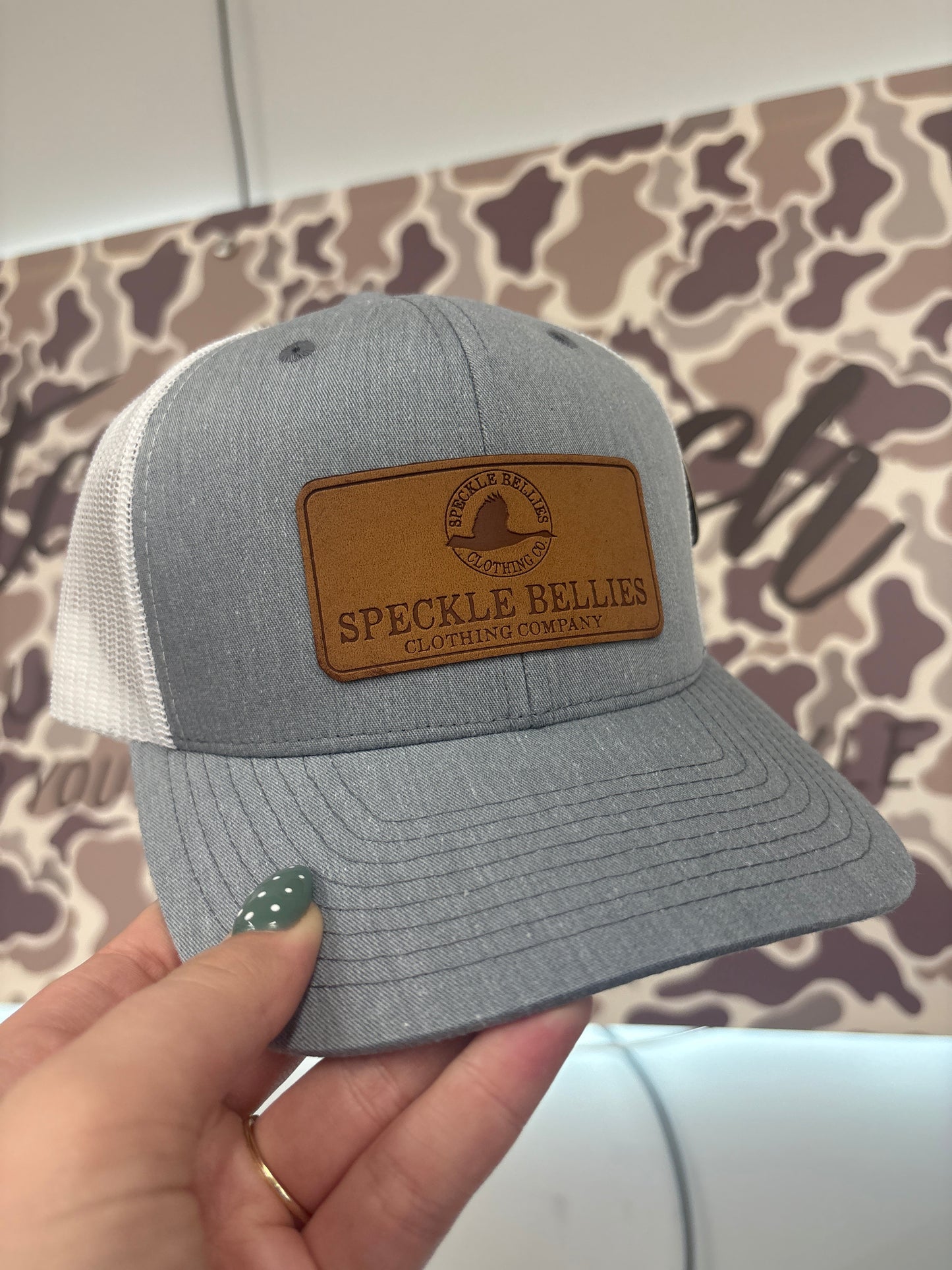 Speckle bellies Logo Rec Leather Patch-Heather Grey