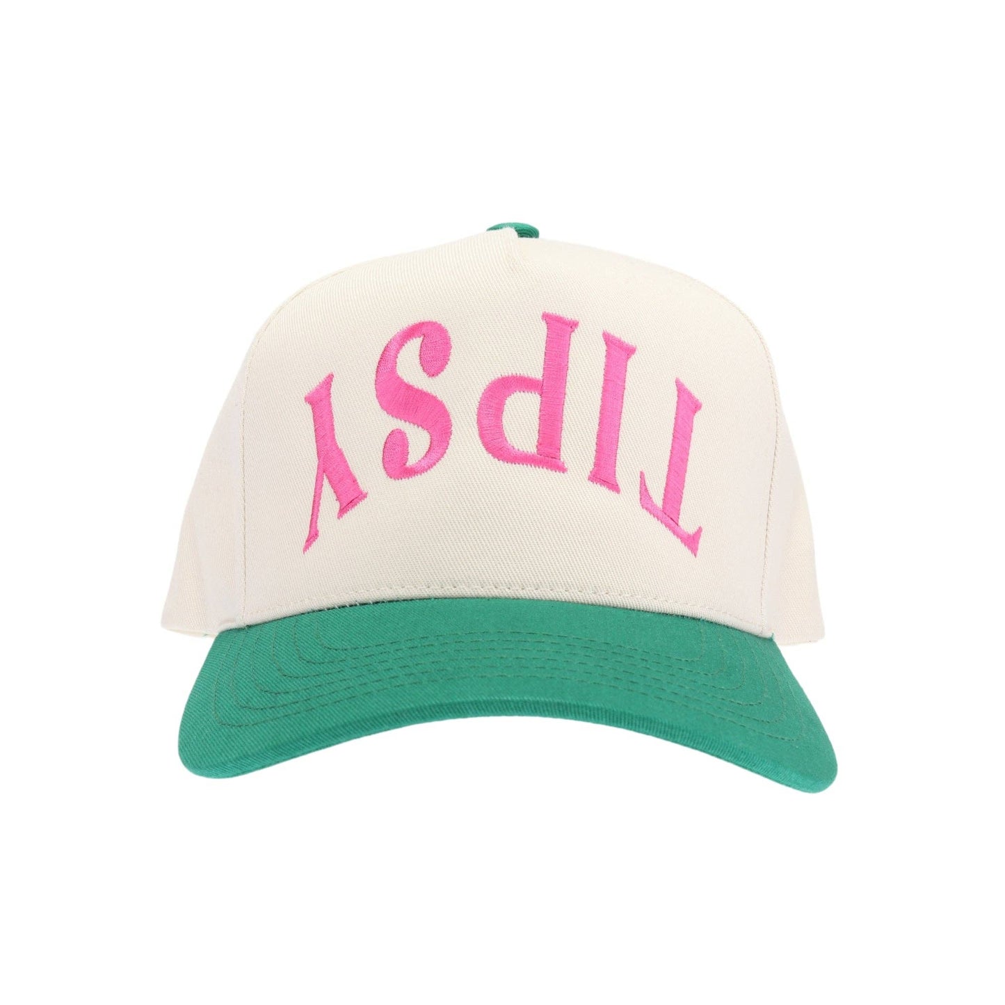 Tipsy Embroidered Trucker Hat: Hot Pink