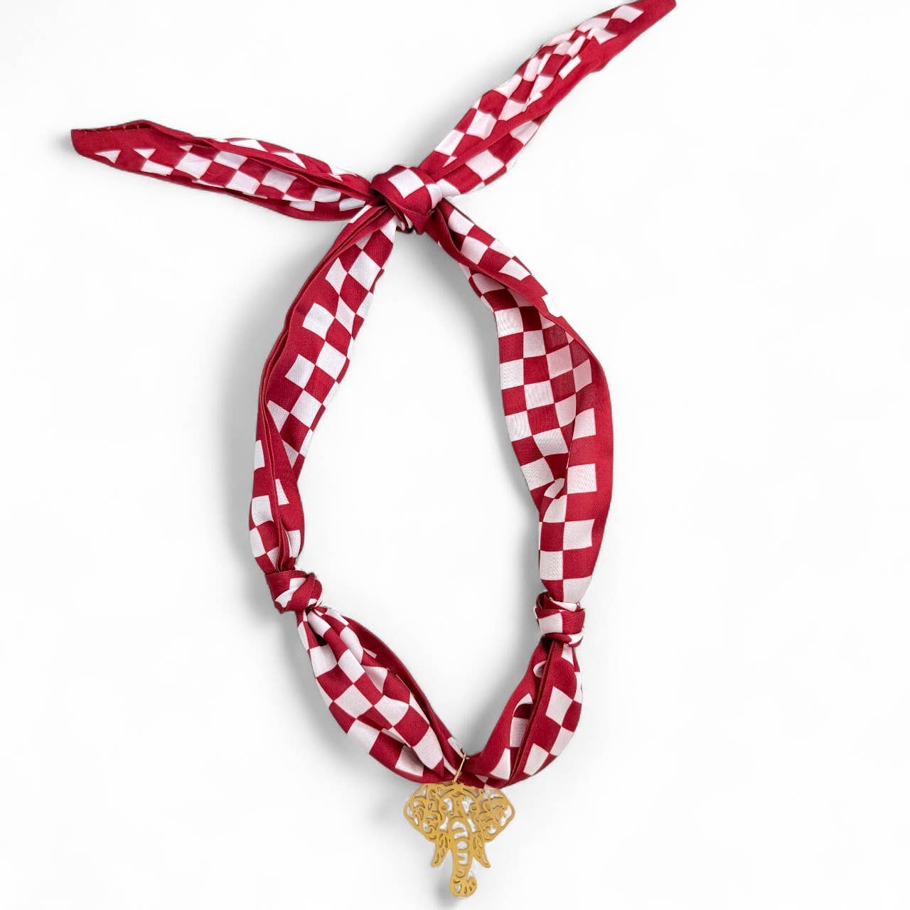 Gameday Scarf Necklaces: Burgundy/White