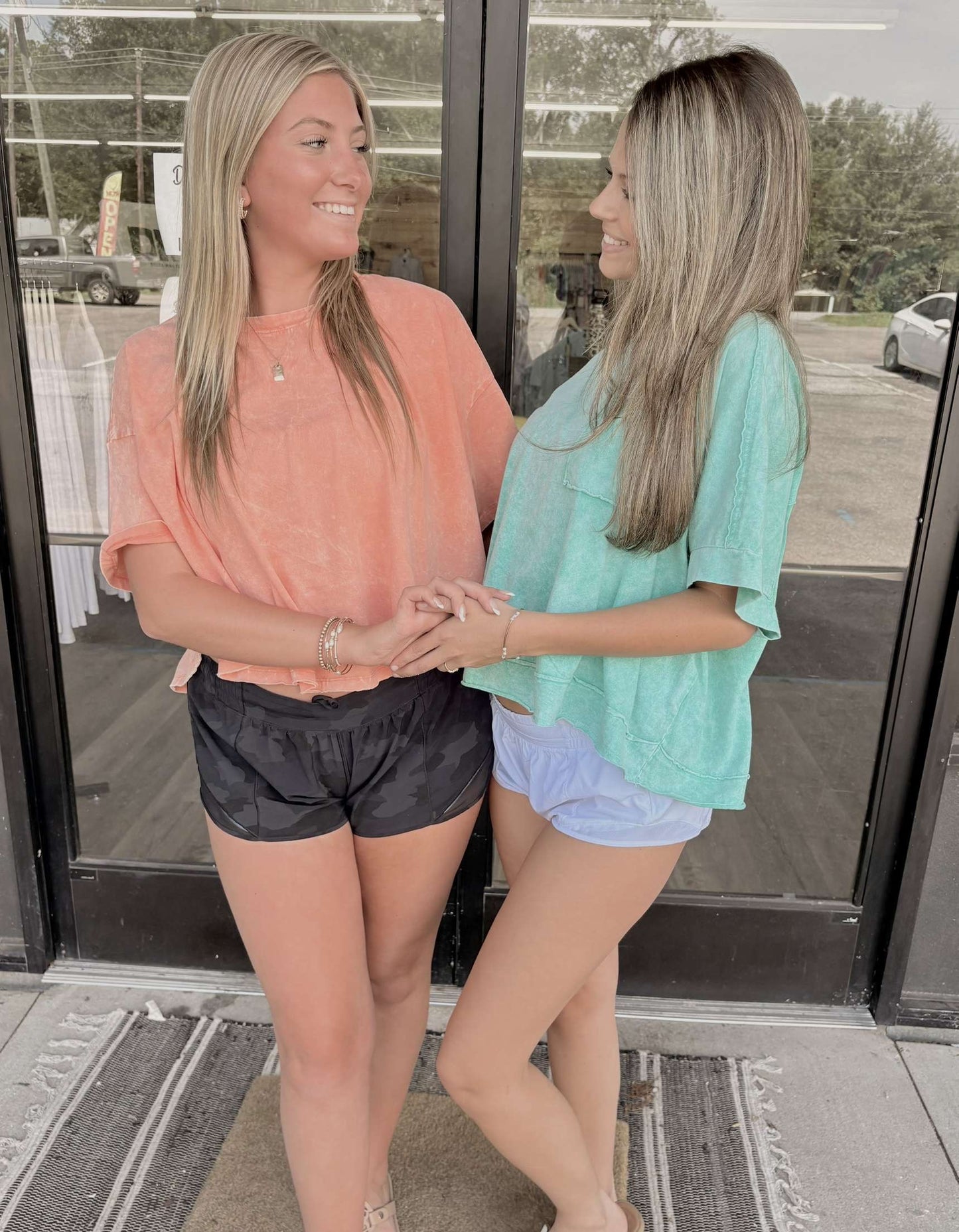Halo Snow Washed Oversized Crop Box Tee - K Green - CTW- 3390A5