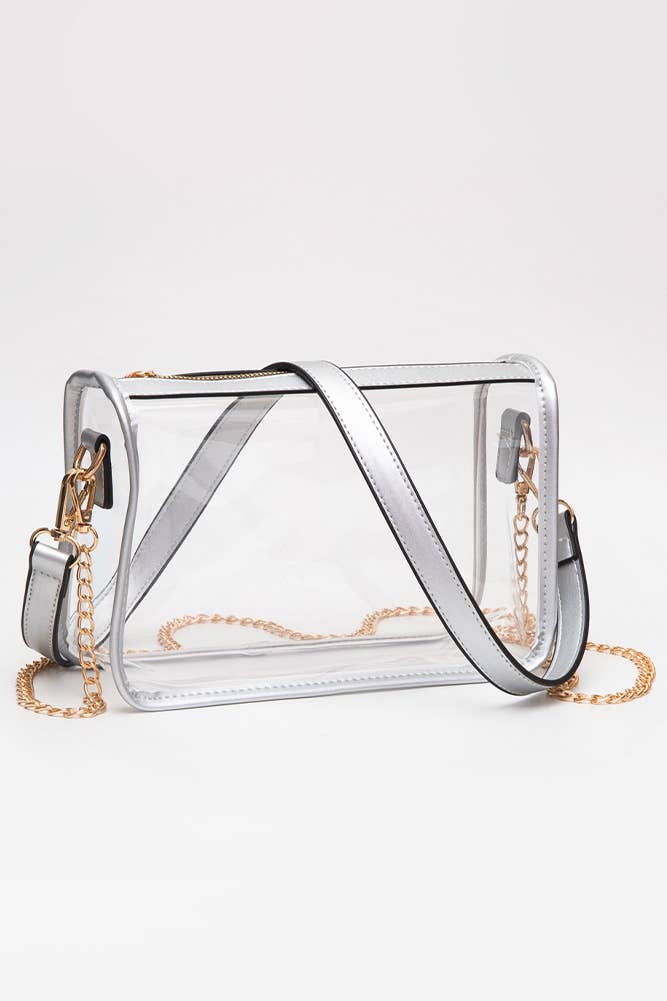 Clear Rectangle Stadium Concert Crossbody Bag: Black