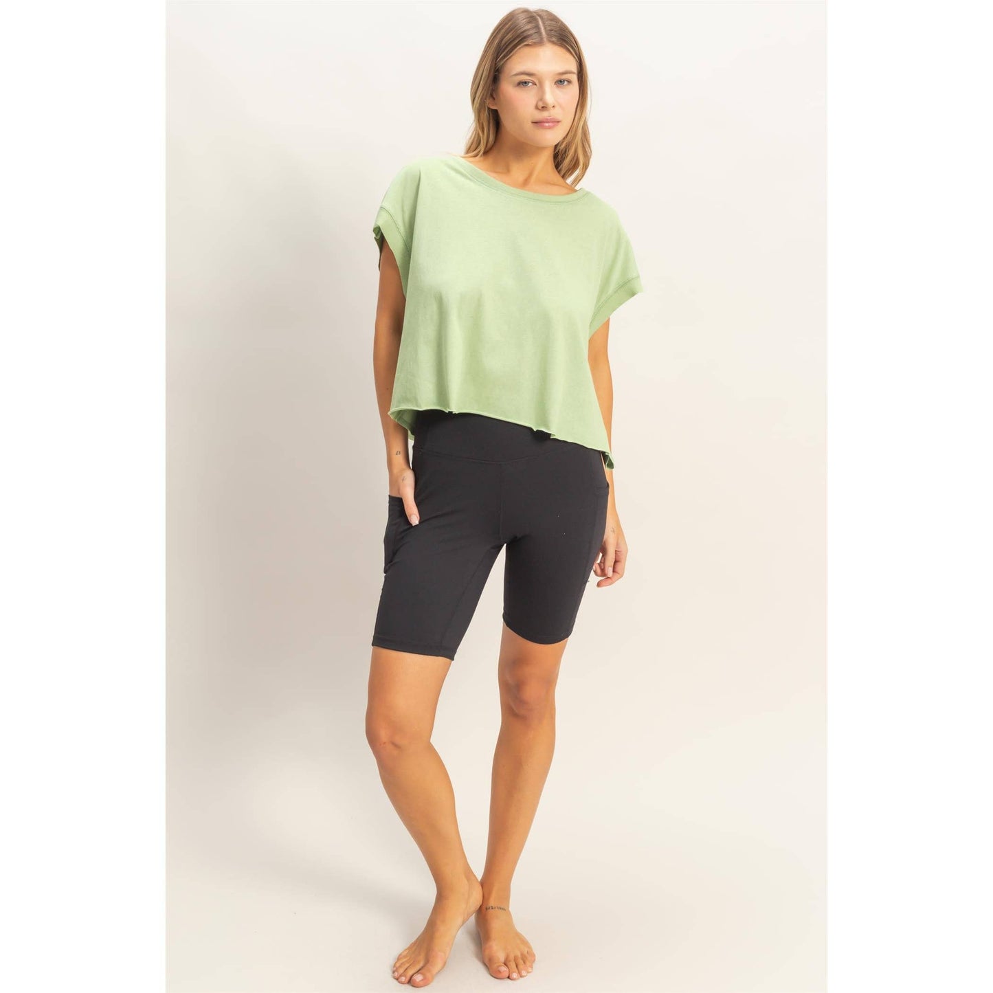 Boxy Crew Neck Top: SAGE