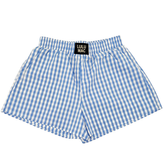 BXGH-LT. BLUE GINGHAM BOXER SHORT: LT. BLUE