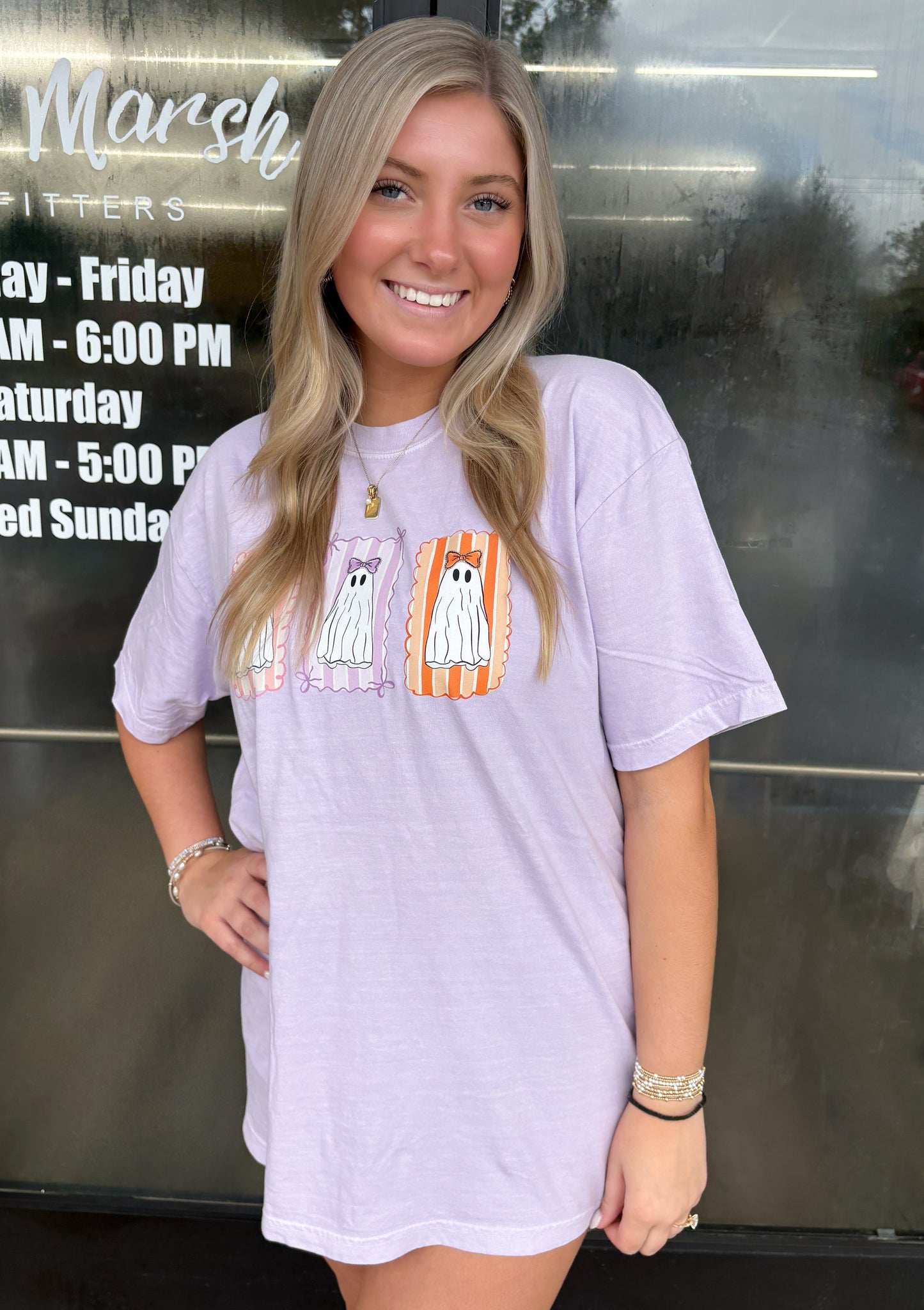 Trio Girly Ghost DTF Graphic Tee: Orchid