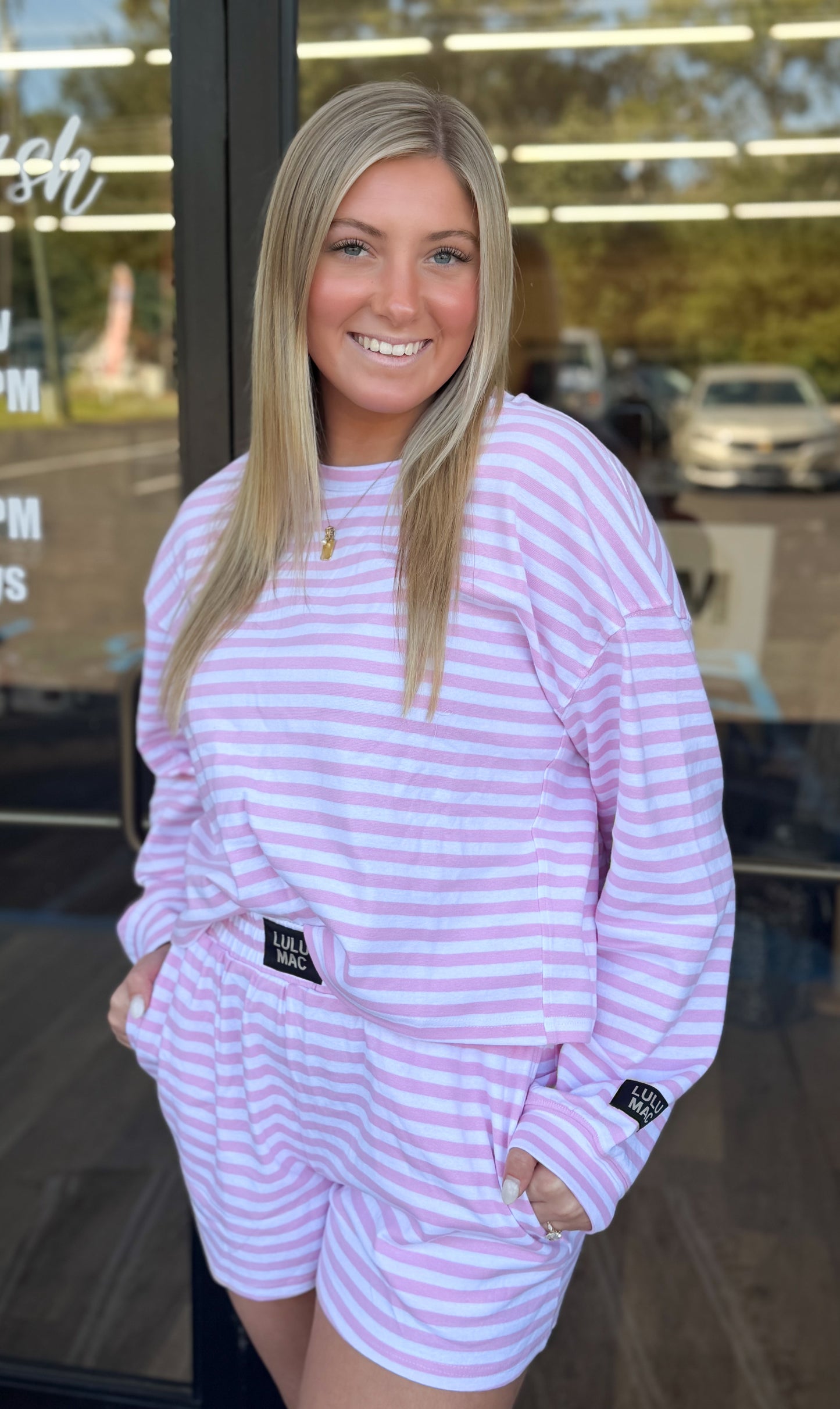 Lulu Mac Stripe top - LIGHT PINK