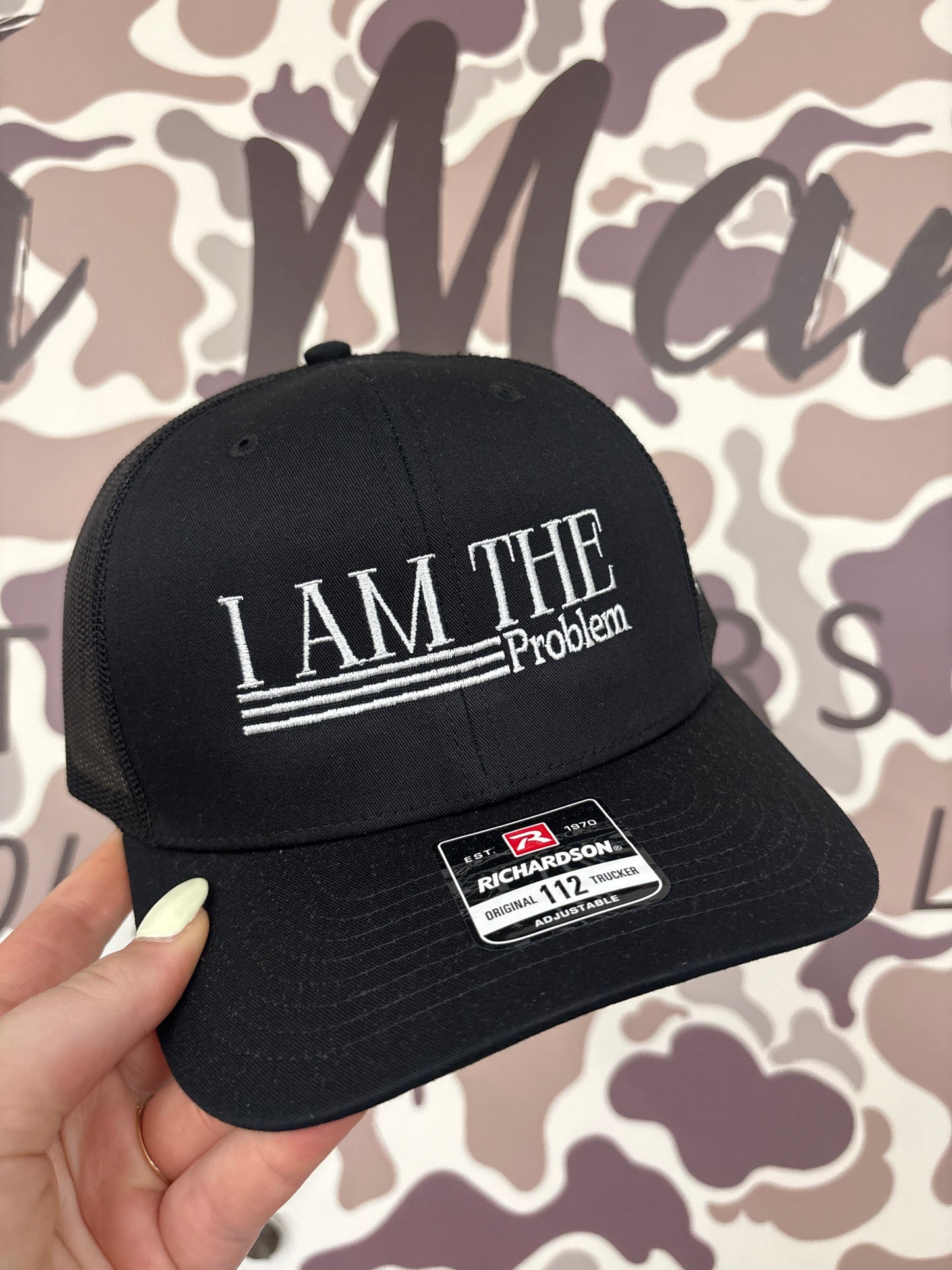 I Am The Problem Trucker Hat: Trucker Black