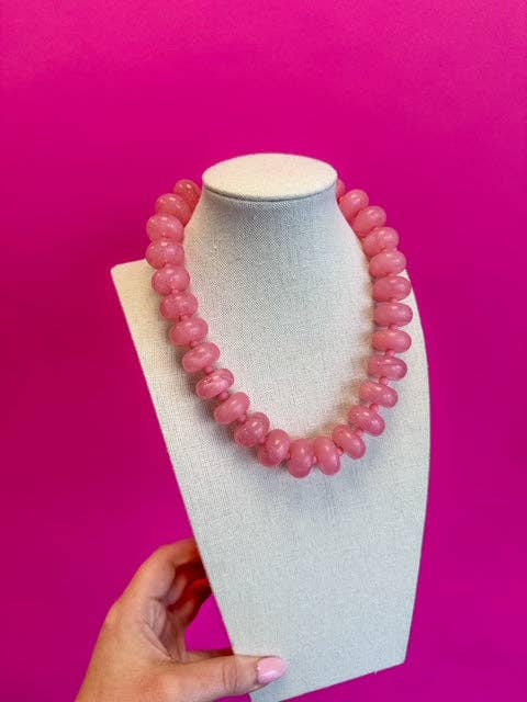 Circle Bauble Ball Necklace - Pink