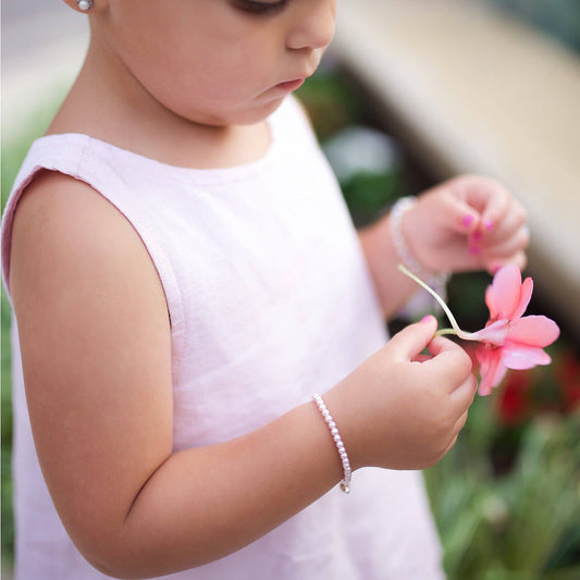 Girls Sterling Silver Dainty Pearl Baby & Child's Bracelet: Small 0-12m