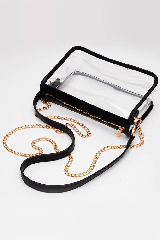 Clear Rectangle Stadium Concert Crossbody Bag: Burgundy