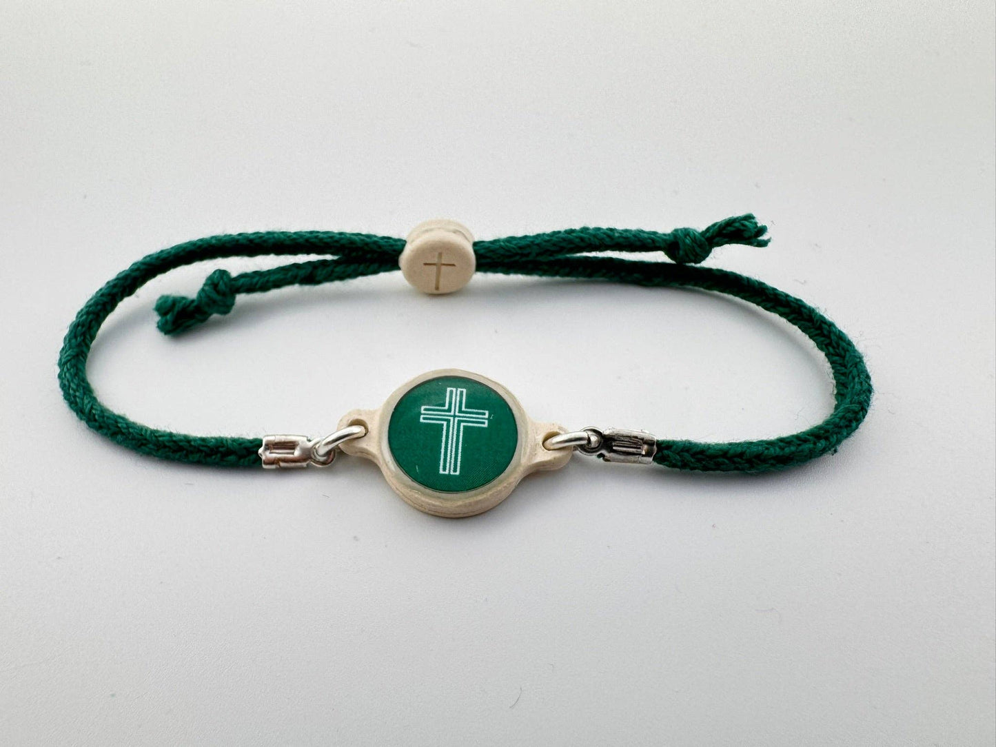 Tap To Pray™ - Survivor Series Handmade Bracelets: Sea Foam + Cross