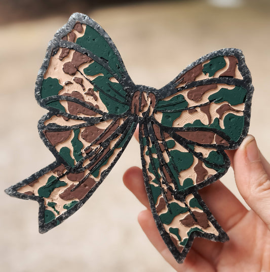Large Camo Bow Car Freshener : Camo / Pink sands