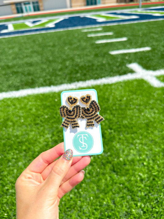 Black and Gold Beaded Bow