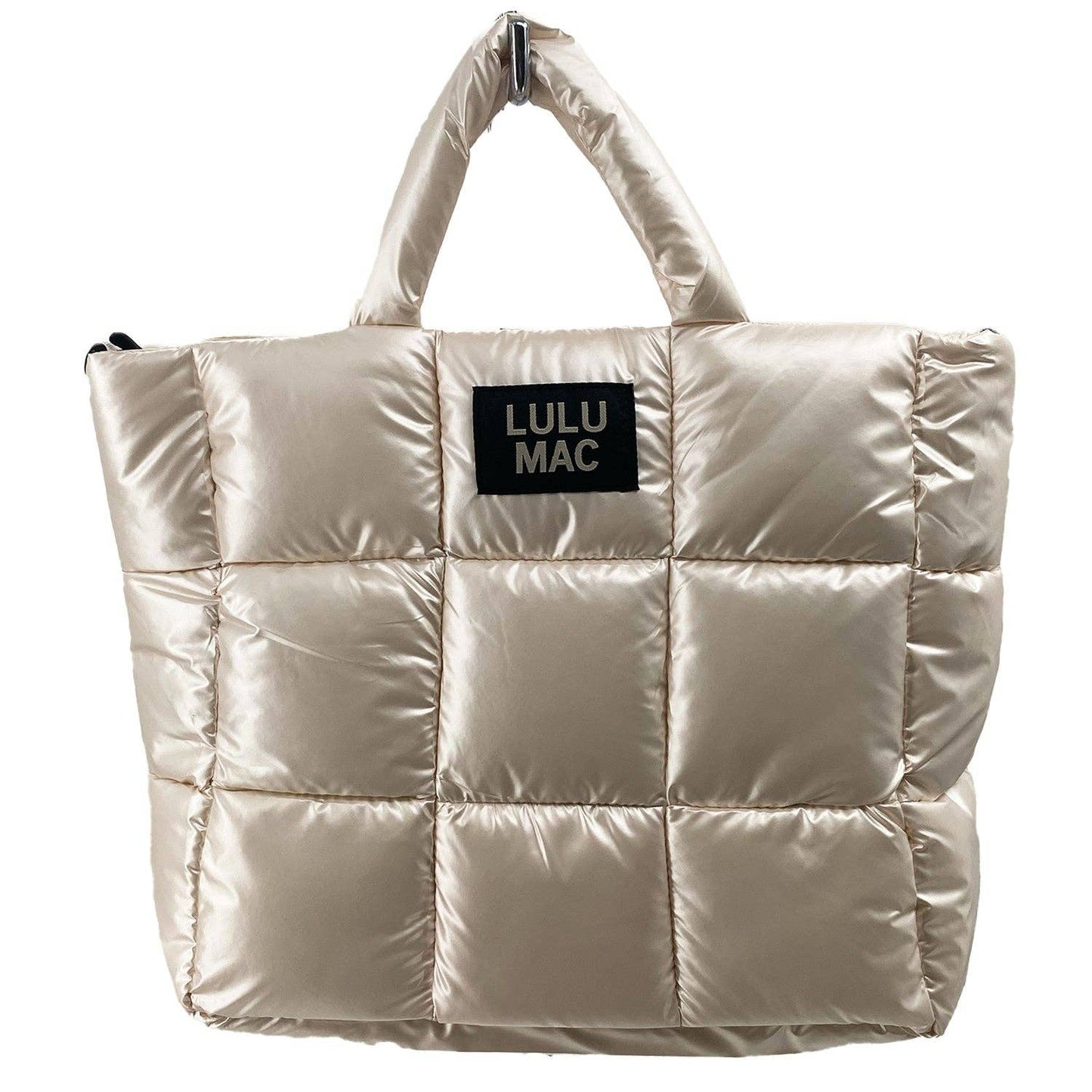 MP-8273 Large Puffer Metallic Handbag- Off-White