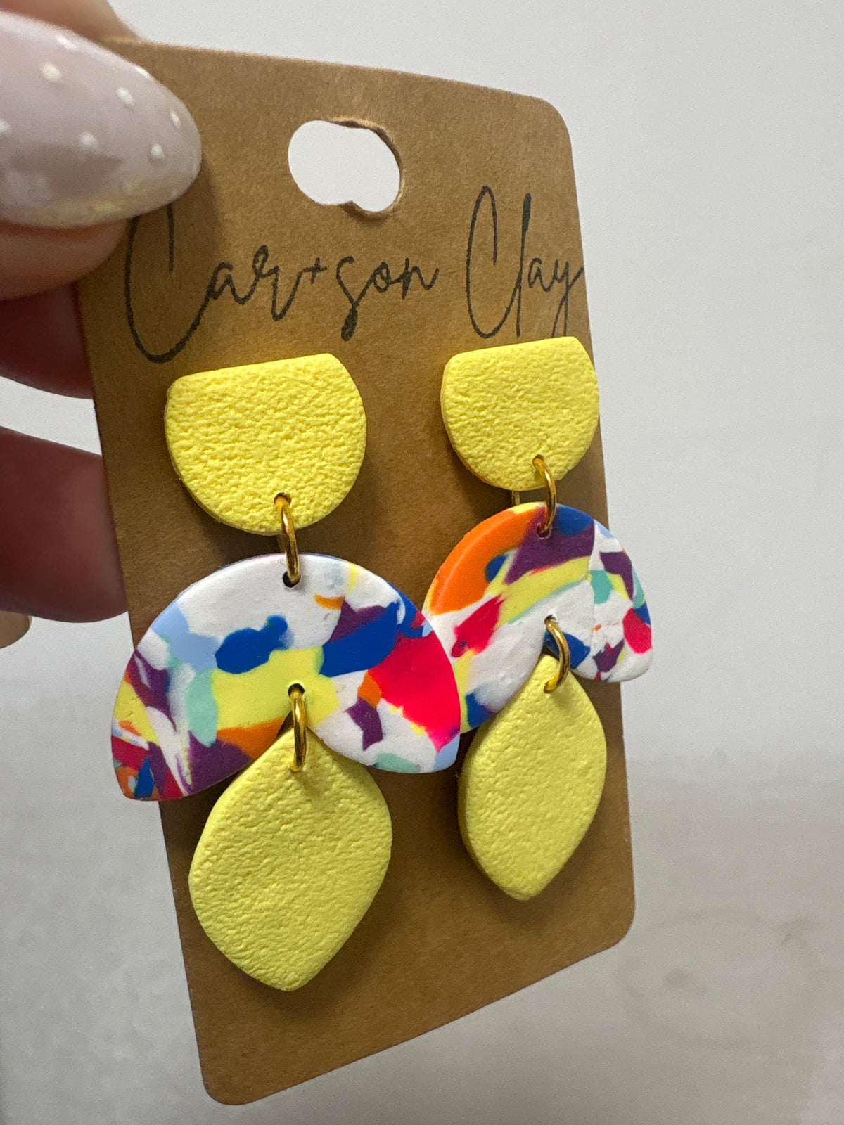 Car+son Clay 3 tier earrings yellow/rainbow