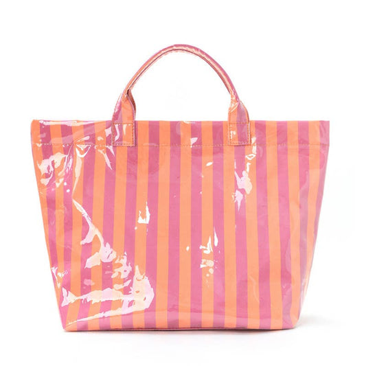 Striped Large-capacity PVC Tote Bag for Women Handbag: Orange