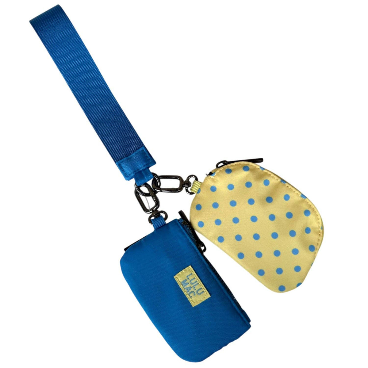 Lulu Mac Butter/Blue Polka Dot Dual Wristlet