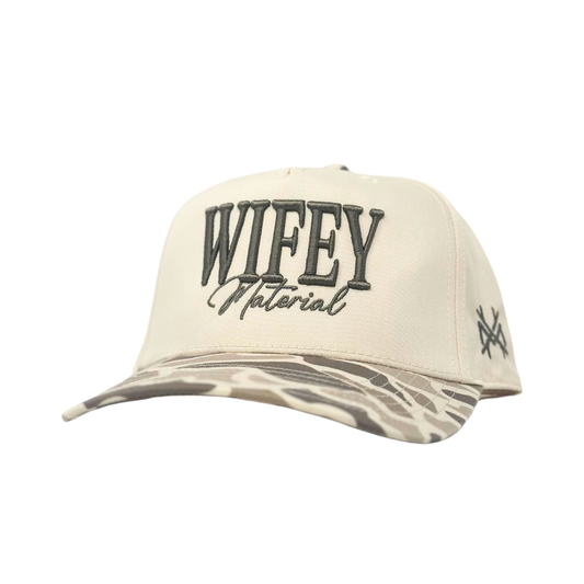 MHC Wifey Material Trucker Hat: White/Bottomland Otto