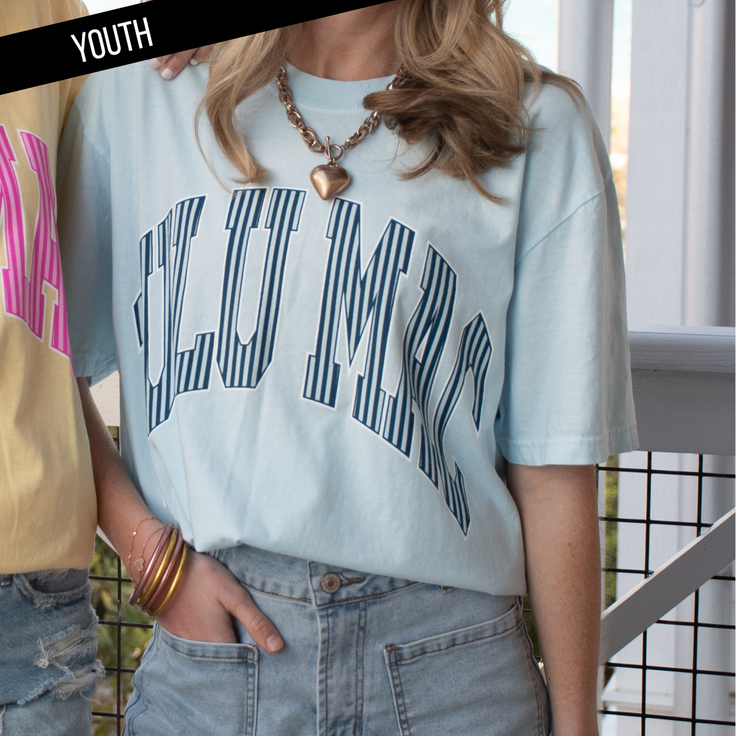 Lulu Mac Stripe Chambray Youth Comfort Colors Tee