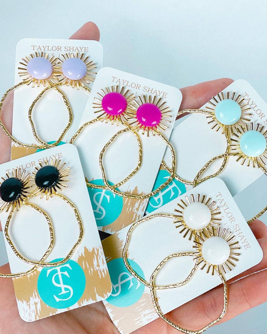 Colorful Sunburst Hoops: White