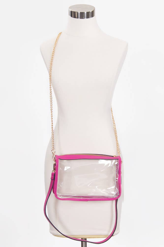 Clear Rectangle Stadium Concert Crossbody Bag: Burgundy