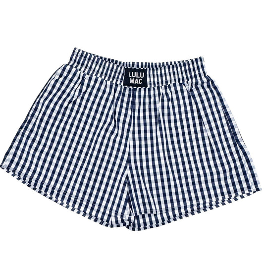 BXGH-NAVY GINGHAM BOXER SHORT: NAVY