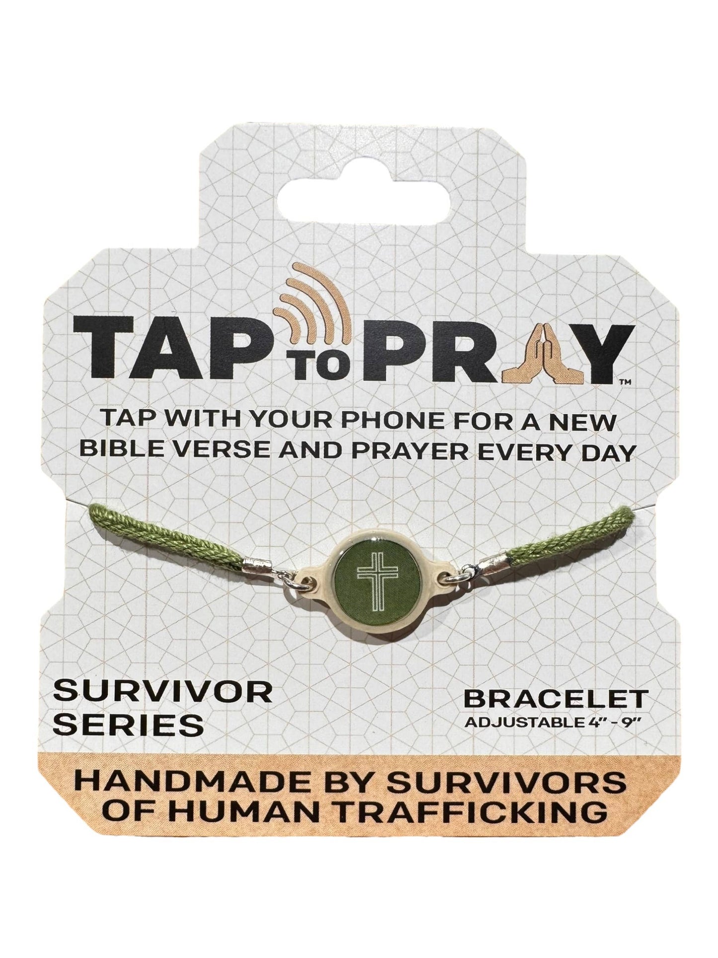 Tap To Pray™ - Survivor Series Handmade Bracelets: Vanilla + Cross