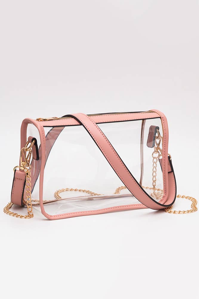 Clear Rectangle Stadium Concert Crossbody Bag: Black