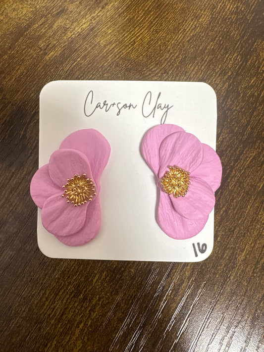 Car+son Clay Spring Half Flower Earrings