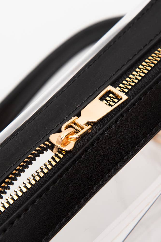 Clear Rectangle Stadium Concert Crossbody Bag: Black