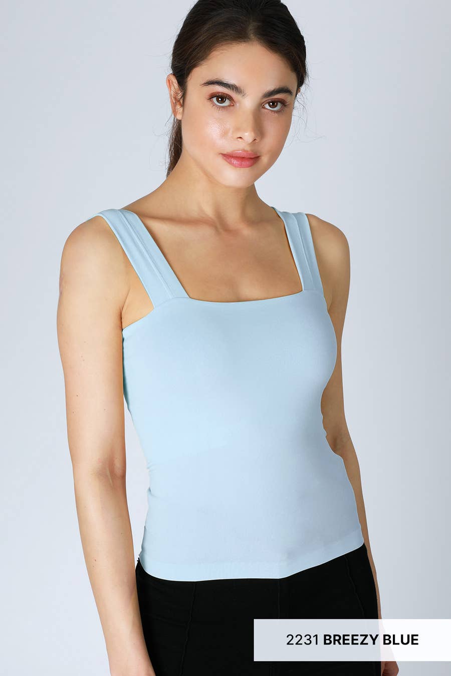 NS8409- Clean Line Square Tank: 2231 Breezy Blue