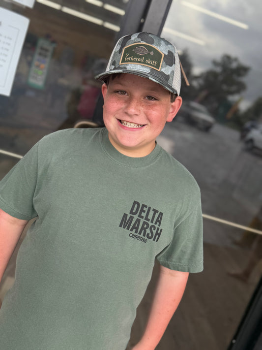 Delta Marsh Outfitters Tee - Let's Go Floundr'n - Moss